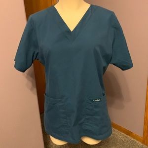 Landau Nurse Scrub Top, Short sleeve, size medium, dark teal
